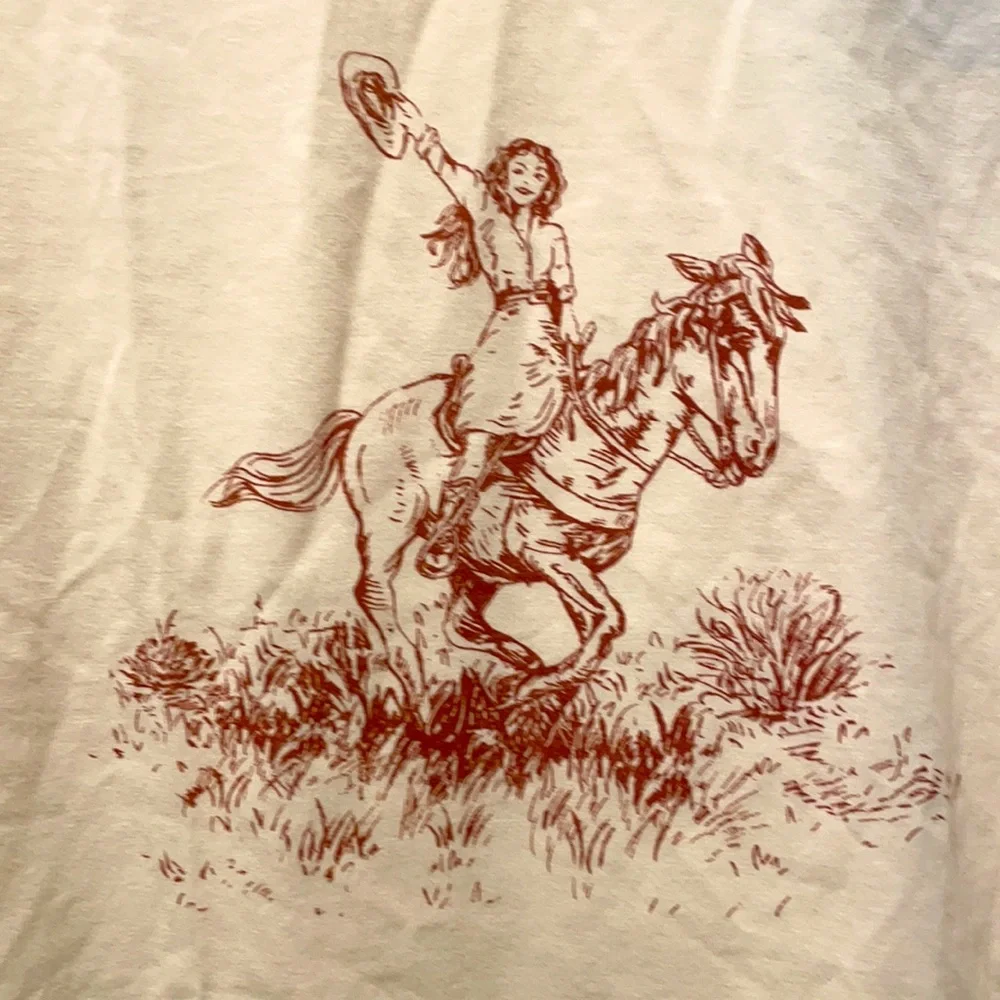 New Cowgirl T-Shirt Tee Top by Able NWT Sz. Small Rare 100% Cotton - Picture 3 of 5
